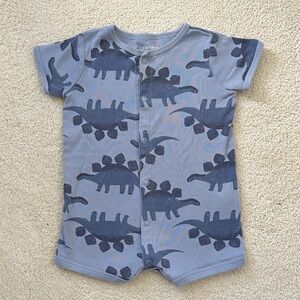 Carter's Gray-Blue Dinosaur Snap Front One-Piece